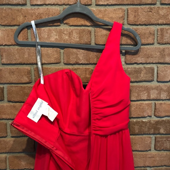 Alfred Angelo knee-length one-shoulder fuschia dress size 6 - Picture 13 of 14